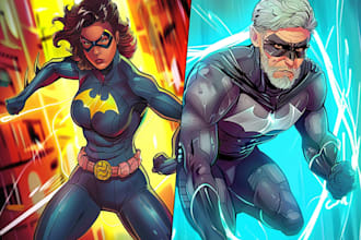 drawing custom superhero character in action
