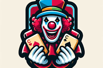 make an amazing clown card mascot logo for you in one day