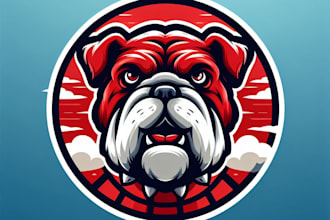 do bull ,dog ,red , sky, mascot logo design