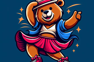 do bear, animal, fashion, dance, mascot logo design