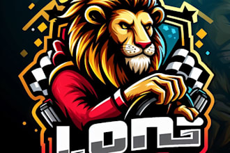 do lion, e sport, race mascot logo design