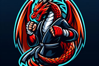 do dragon, fighter, mascot logo design