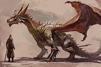 design concept art for characters, dragons and monsters