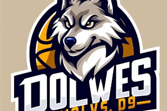 do wolves modern carton mascot logo design
