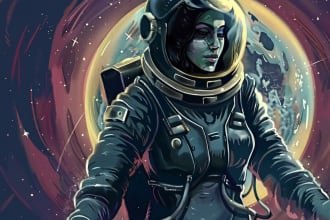 make cool outer space astronaut illustration