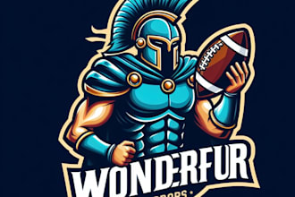 do, wonderful, football, warriors, mascot, logo design