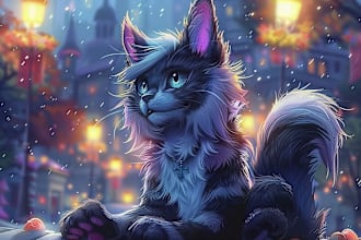 draw art,oc or furry in dark cartoon comic style