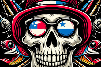 make an amazing panama flag as skulls mascot logo in one day