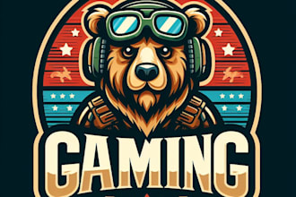 design abstract bear gaming mascot logo with satisfaction guarantee