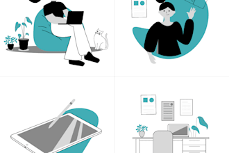 create flat illustrations as a set