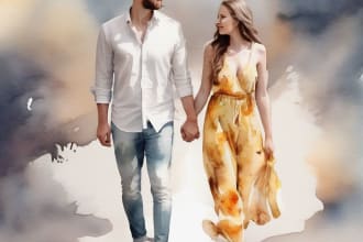 paint watercolor couple portraits