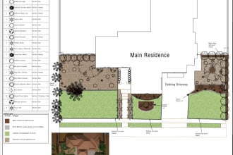 make a complete landscape plan to scale with 3d renderings