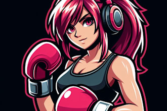 create amazing fighter girl esport mascot logo  in one day