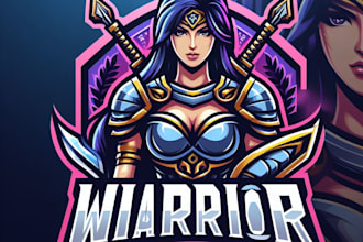 design outstanding women warrior mascot logo in express delivery