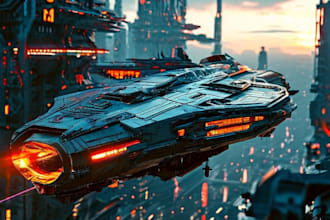 draw sci fi illustration, spaceship design for you
