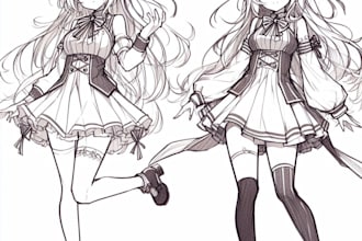 sketch anime or manga illustration, full body
