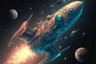design spaceship, sci fi illustration