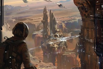make sci fi art, spaceship and illustration for yo