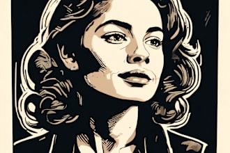 do a custom portrait in linocut style for you