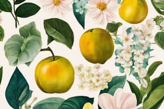 draw botanical illustrations of flowers, plants and fruits