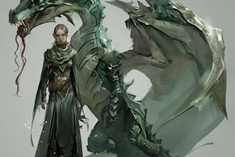 do concept art for characters, dragons and monsters