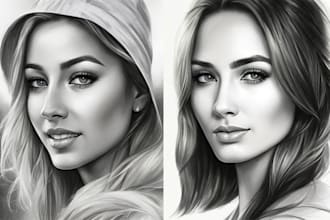 make a realistic custom portrait, pencil sketch from a photo