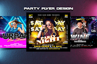 create an awesome party, club, church, food, banner flyer design