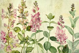 create line art illustration botanical and flower