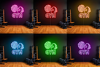 design neon sign neon light 3d mockup with all colors