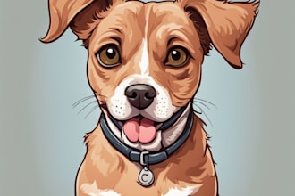 do custom cartoon pet portrait dog cat c