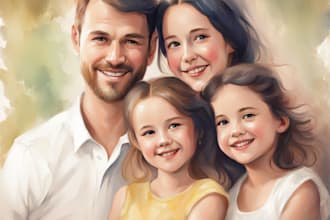 create beautiful watercolor family portraits
