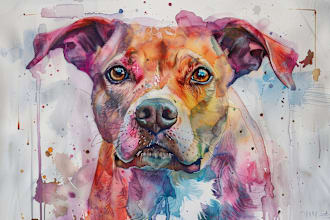 draw watercolor pet portrait illustration