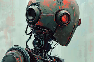 do cyberpunk, sci fi, robot, mecha character concept art