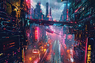 do a cyberpunk futuristic city from your imagination