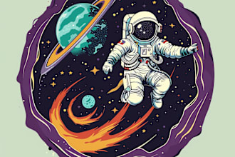 do vintage cartoon space, astronaut design