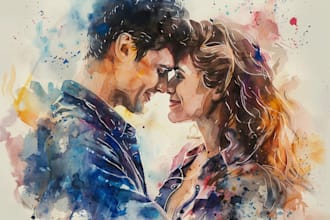 create amazing watercolor couple portraits