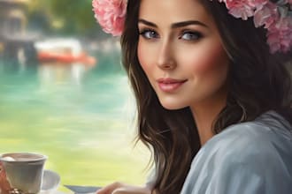 draw digital oil painting portrait for your photo