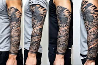 design a sleeve tattoo in micro realistic style