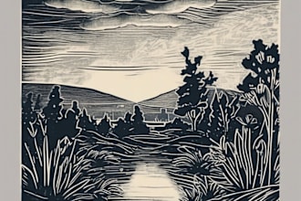 draw illustrations using linocut technique