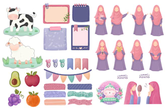 draw islamic illustrations line art elements sticker doodle