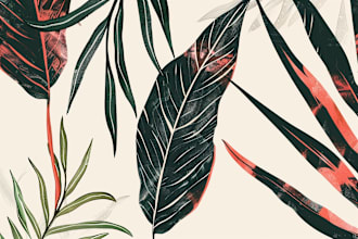 draw botanical illustrations of flowers, plants, line art