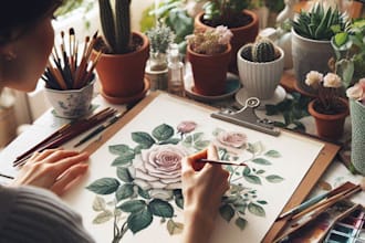draw botanical illustration art for you