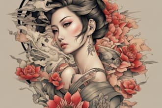 make an awesome japanese tattoo design