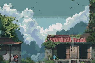 do pixel art backgrounds and illustrations for your project