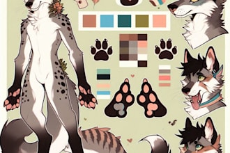 draw furry character reference sheet anthro feral vtuber illustration fursona oc