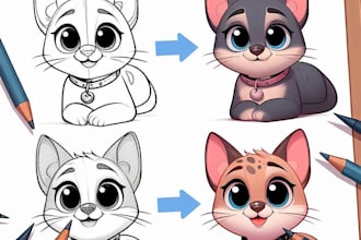 draw your pet portrait into cute disney style