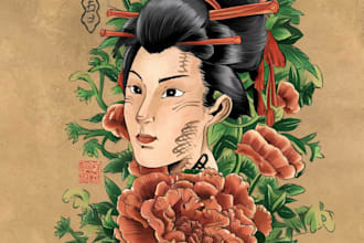 custom drawing your traditional japanese tattoo design