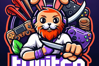 design a twitch logo, cartoon, gaming, or esports design