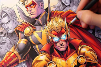 draw marvel dc custom comics superhero portrait