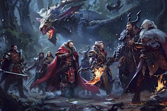 make fantasy or dnd party illustration